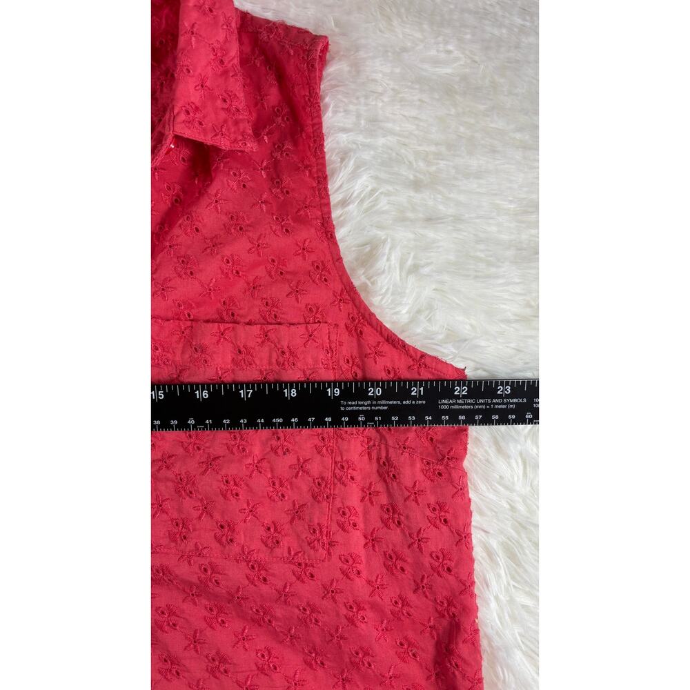 Liz Claiborne Dress Women Eyelet Sleeveless Shirt‎ Shift Summer Casual CORAL XL - Picture 8 of 10